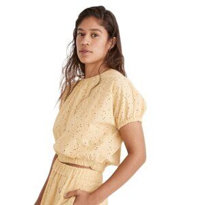 Madewell Eyelet Michele Bubble Top Dream-On Daisies Open Back Yellow XXL NF301